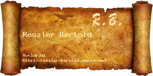Reszler Bertold névjegykártya